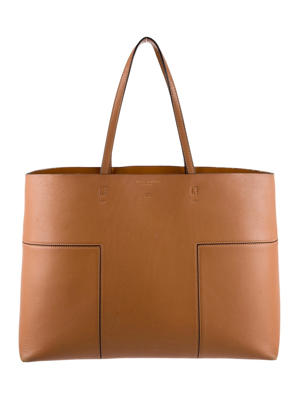 Tory Burch Block T British Tan Leather Tote Bag